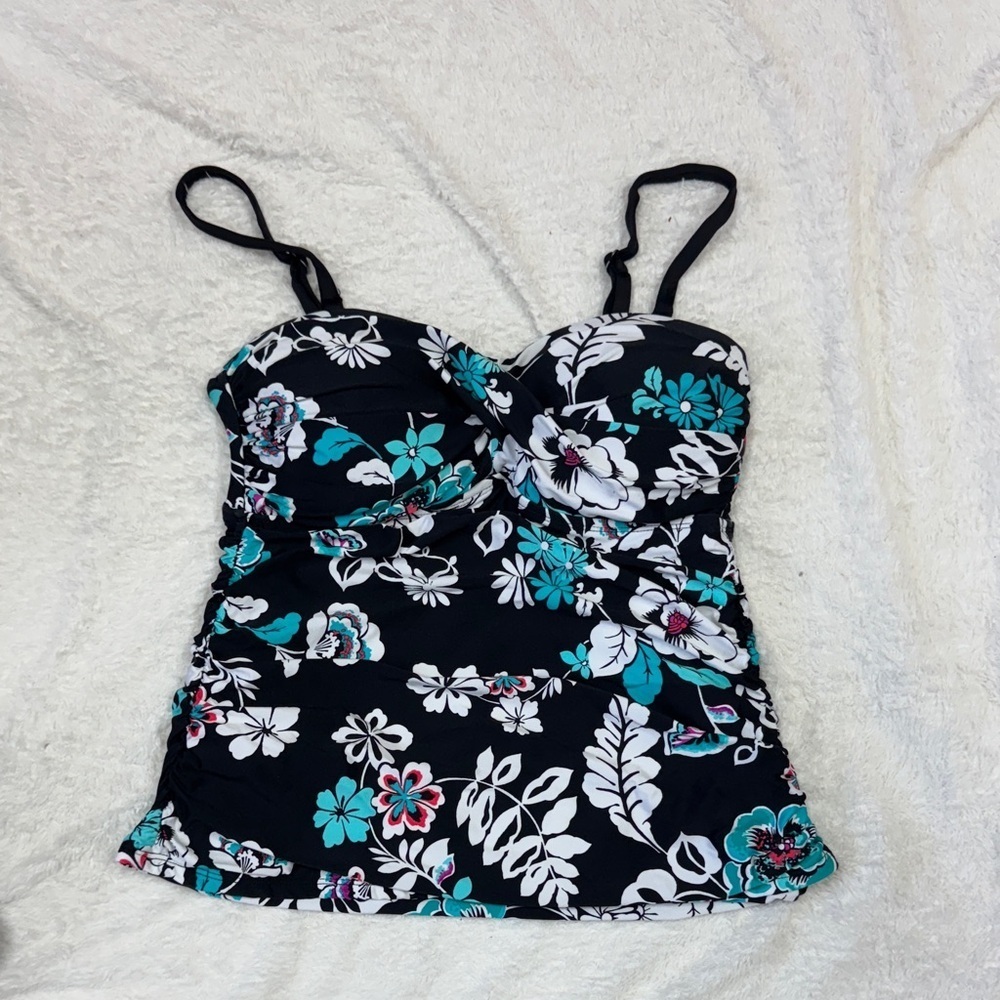 24th & Ocean Black and White One Piece Swimsuit with Adjustable Straps